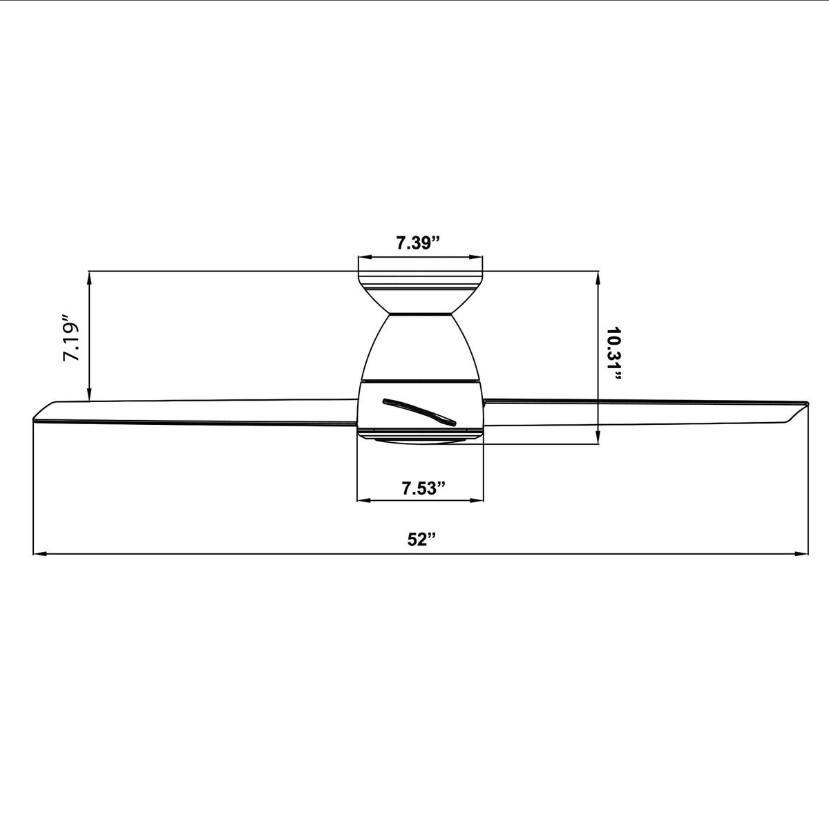 Tip Top 3-Blade 52" Flush Mount Ceiling Fan